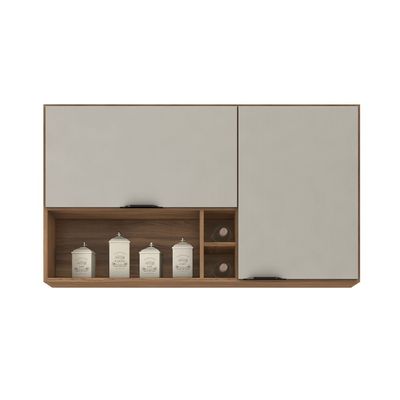 Armário Aéreo Demóbile Firenze com 2 Portas, 2 Prateleiras e Nichos  Amêndoa/Nude Prime TX