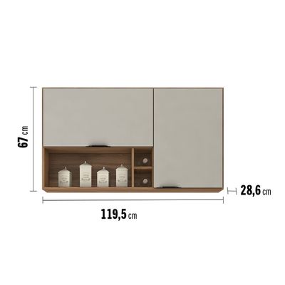 Armário Aéreo Demóbile Firenze com 2 Portas, 2 Prateleiras e Nichos  Amêndoa/Nude Prime TX