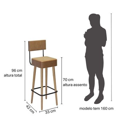 Kit 4 Banquetas Barcelona 96cm Couríssimo Amarula - Salaone Amarula