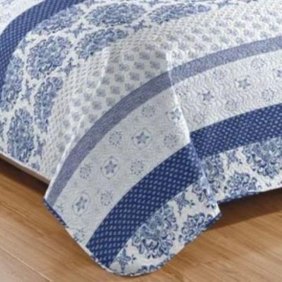Kit Cobre Leito Colcha Mix Queen Estampado Dupla Face Floral 3 Peças - Suelen