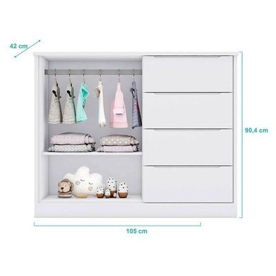 Quarto De Bebê Eloá Com Berço Americano Danny Branco Acetinado E Colchão Da Ortobom – Phoenix Baby