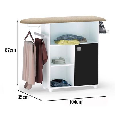 Tábua De Passar Roupa Mariana Com Balcão 1 Porta Branco-preto - Ajl Móveis Branco-preto