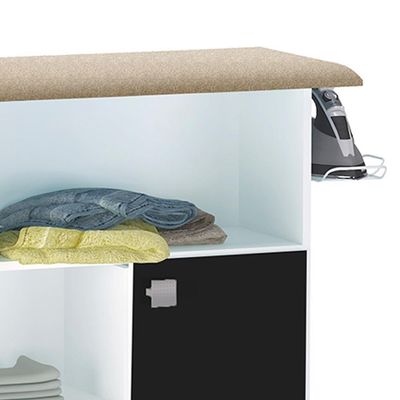 Tábua De Passar Roupa Mariana Com Balcão 1 Porta Branco-preto - Ajl Móveis Branco-preto