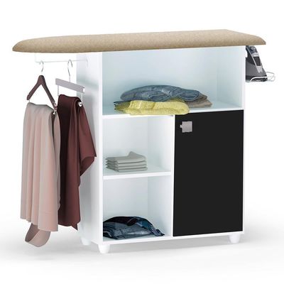 Tábua De Passar Roupa Mariana Com Balcão 1 Porta Branco-preto - Ajl Móveis Branco-preto