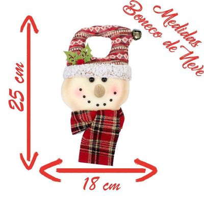 Decoração Enfeite Natal Boneco Neve Vermelho árvore De Natal 25cm