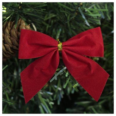 Enfeite árvore Natal Laço Vermelho 7cm 6 Unidades
