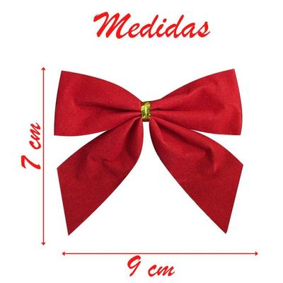 Enfeite árvore Natal Laço Vermelho 7cm 6 Unidades
