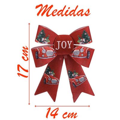 Kit 10 Enfeite árvore Natal Laço Vermelho Decorado 17cm
