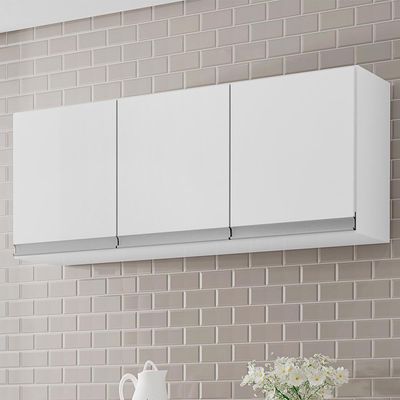 Armário Aéreo Andréia 120cm 3 Portas Branco - Ajl Móveis Branco