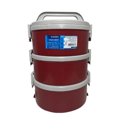 Jogo De Marmitas Térmica Div 3 Pçs 1,5 Lts Vermelha Soprano