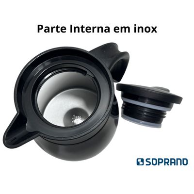 Bule Inox Elegance Garrafa Térmica Para Chá Café Água 500ml Preto