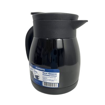 Bule Inox Elegance Garrafa Térmica Para Chá Café Água 500ml Preto