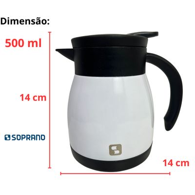 Bule Inox Elegance Garrafa Térmica Para Chá Café Água 500ml Branco
