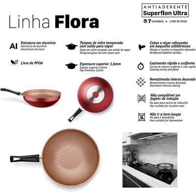 Frigideira Antiaderente Wok 24cm 2,8l Cor Chocolate