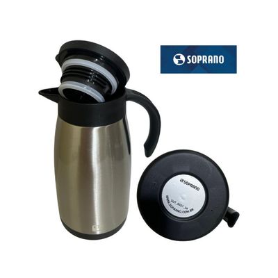 Bule Térmico Soprano 1 Litro Aço Inox Com Gatilho Prateado