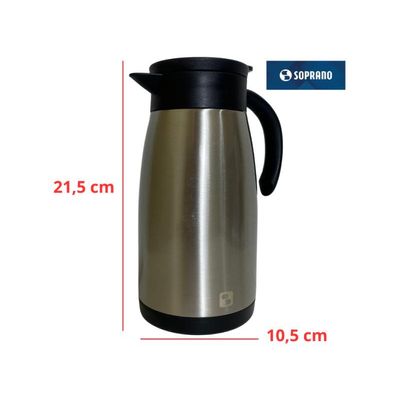 Bule Térmico Soprano 1 Litro Aço Inox Com Gatilho Prateado