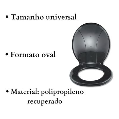 Assento Master Vaso Sanitário Universal Oval Preto