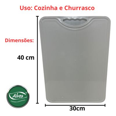 Tábua Plástica Para Corte Antimicrobiana Branca 30x40 Alves