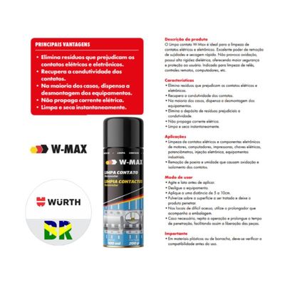 03 Limpa Contato Wurth Elétrico Eletronico Automotivo W-max