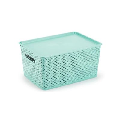 3 Caixas Organizadoras Com Tampa Grande 15 Lts Rattan Verde