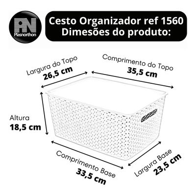 3 Caixas Organizadoras Com Tampa Grande 15 Lts Rattan Branco