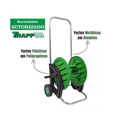 Suporte Enrolador De Mangueira 50m Com Carrinho Em 65 Trapp