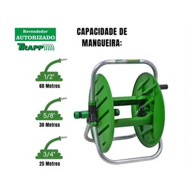 Suporte Enrolador Mangueira Jardim Giratório 60 Metros Trapp