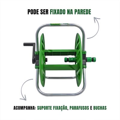 Suporte Enrolador Mangueira Jardim Giratório 60 Metros Trapp