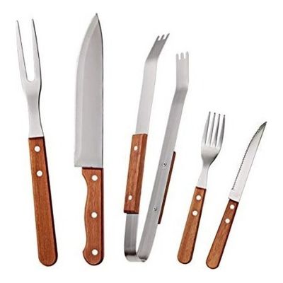Conjunto Cabo Madeira Para Churrasco 15pçs Euro Home