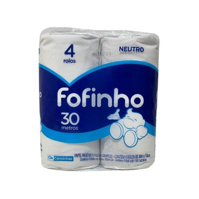 Papel Higiênico Fofinho Simples 05 Pct C/4 Rolos Neutro