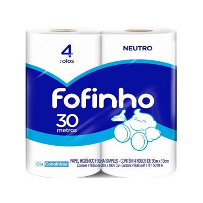 Papel Higiênico Fofinho Simples 05 Pct C/4 Rolos Neutro