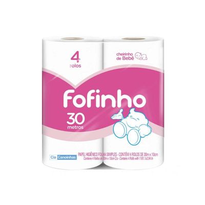 Papel Higiênico Fofinho Simples 05 Pct C/4 Rolos Cheiro Baby