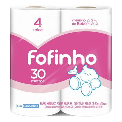 Papel Higiênico Fofinho Simples 05 Pct C/4 Rolos Cheiro Baby