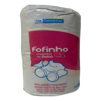 Papel Higiênico Fofinho Simples 05 Pct C/4 Rolos Cheiro Baby