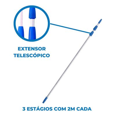 Cabo De Alumínio Extensão Telescópica 6 Metros 3 Estágios