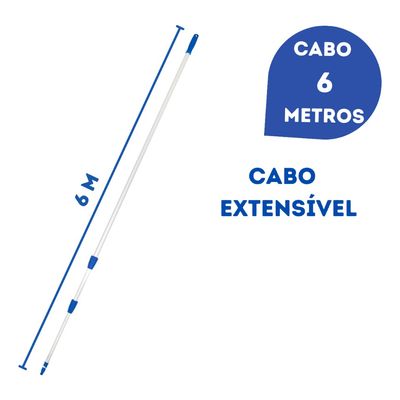 Cabo De Alumínio Extensão Telescópica 6 Metros 3 Estágios
