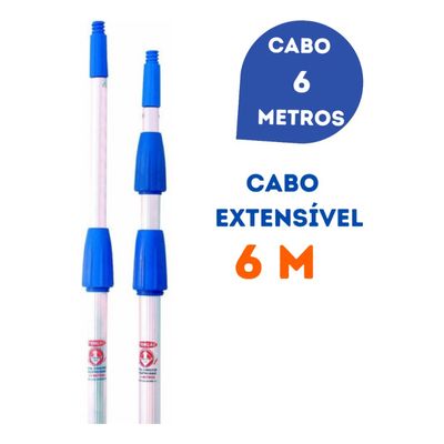 Cabo De Alumínio Extensão Telescópica 6 Metros 3 Estágios