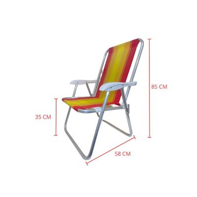 Cadeira De Praia Alta Nylon Encosto Alto Aluminio Ronchetti
