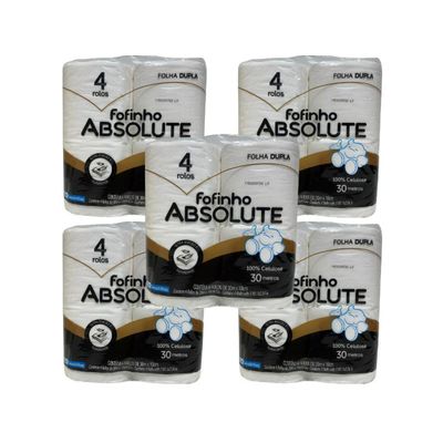 Papel Higiênico Fofinho Duplo Absolute 05 Pct C/4 Rolos Kit
