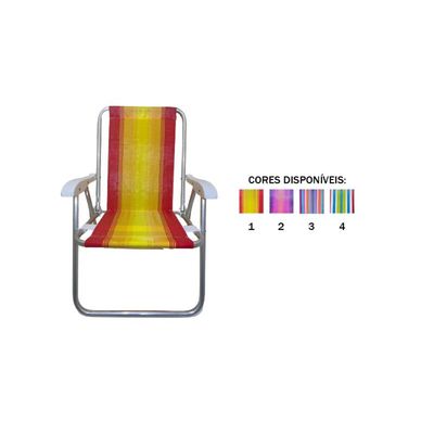 Cadeira De Praia Alta Nylon Encosto Alto Aluminio Ronchetti