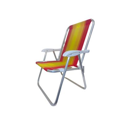 Cadeira De Praia Alta Nylon Encosto Alto Aluminio Ronchetti