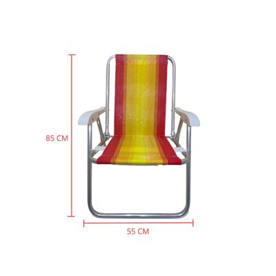 Cadeira De Praia Alta Nylon Encosto Alto Aluminio Ronchetti