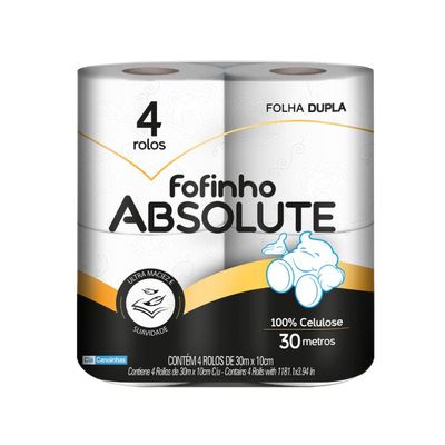 Papel Higiênico Fofinho Duplo Absolute 05 Pct C/4 Rolos Kit