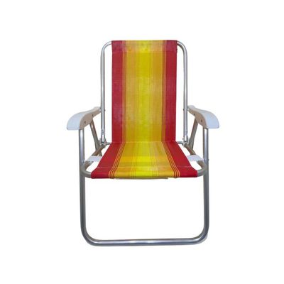 Cadeira De Praia Alta Nylon Encosto Alto Aluminio Ronchetti