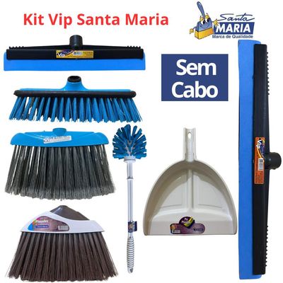 Kit Vip Santa Maria Vassoura Rodo Escovão Lavatina Sem Cabo