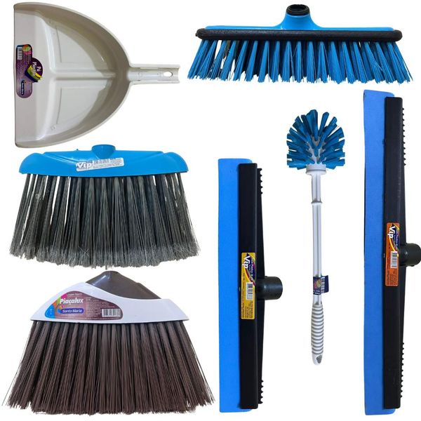 Kit Vip Santa Maria Vassoura Rodo Escovão Lavatina Sem Cabo
