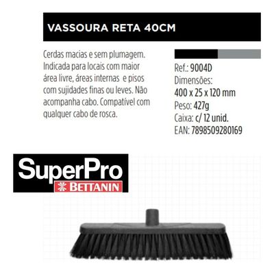 Vassoura 40cm Pelo Interno Cabo Bettanin Super Pro 1,20 M