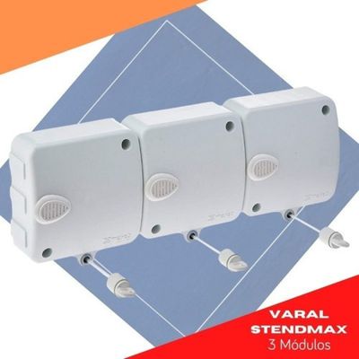 Varal Modular Stendmax Recolhe Automático 3 Módulos 6m Cada Cor Branco Maxeb Stendi