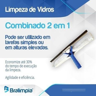 Rodo Sem Cabo Limpa Vidros Régua 25 Cm Combinado Bralimpia