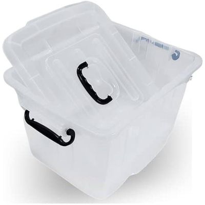 Caixa Organizador Container Com Roda e Alça 54,5l Transparente Plasnew Branco